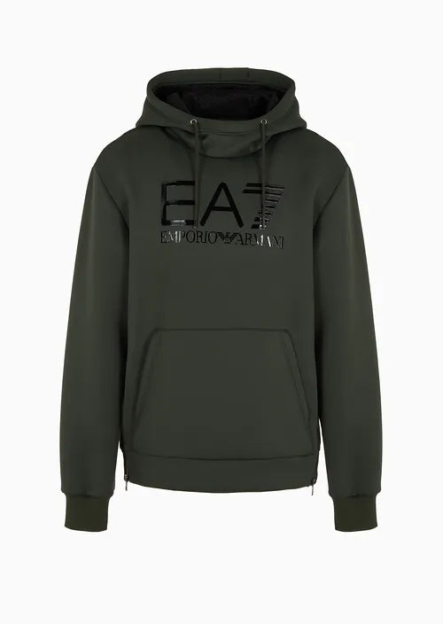 Felpa con cappuccio EA7 Logo Series in tessuto tecnico stretch 6RPM18PJHFZ