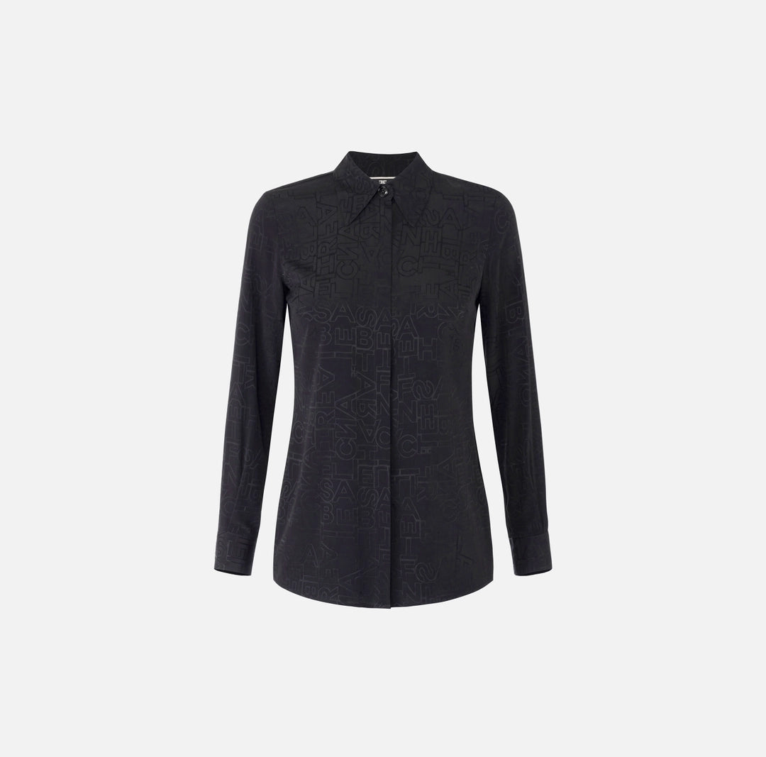 Camicia in georgette jacquard lettering Elisabetta Franchi CA08446E2