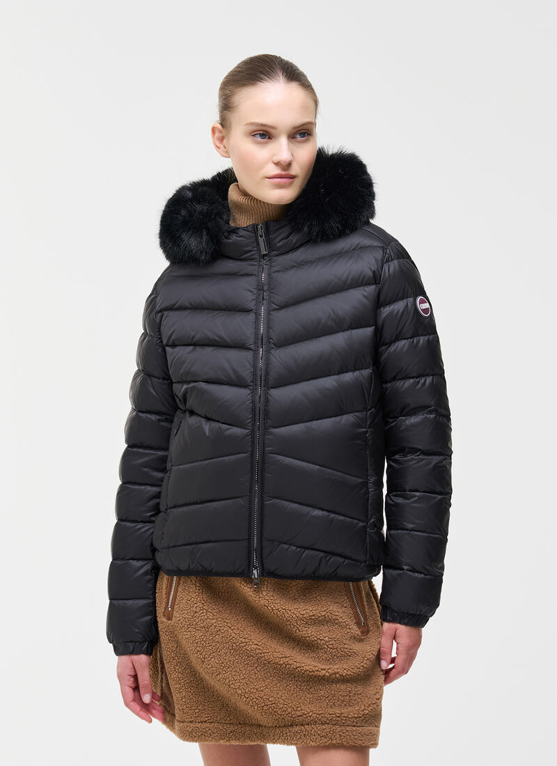 Piumino COLMAR con cappuccio in pelliccia sintetica 22000019E 2YO COL 99 NERO