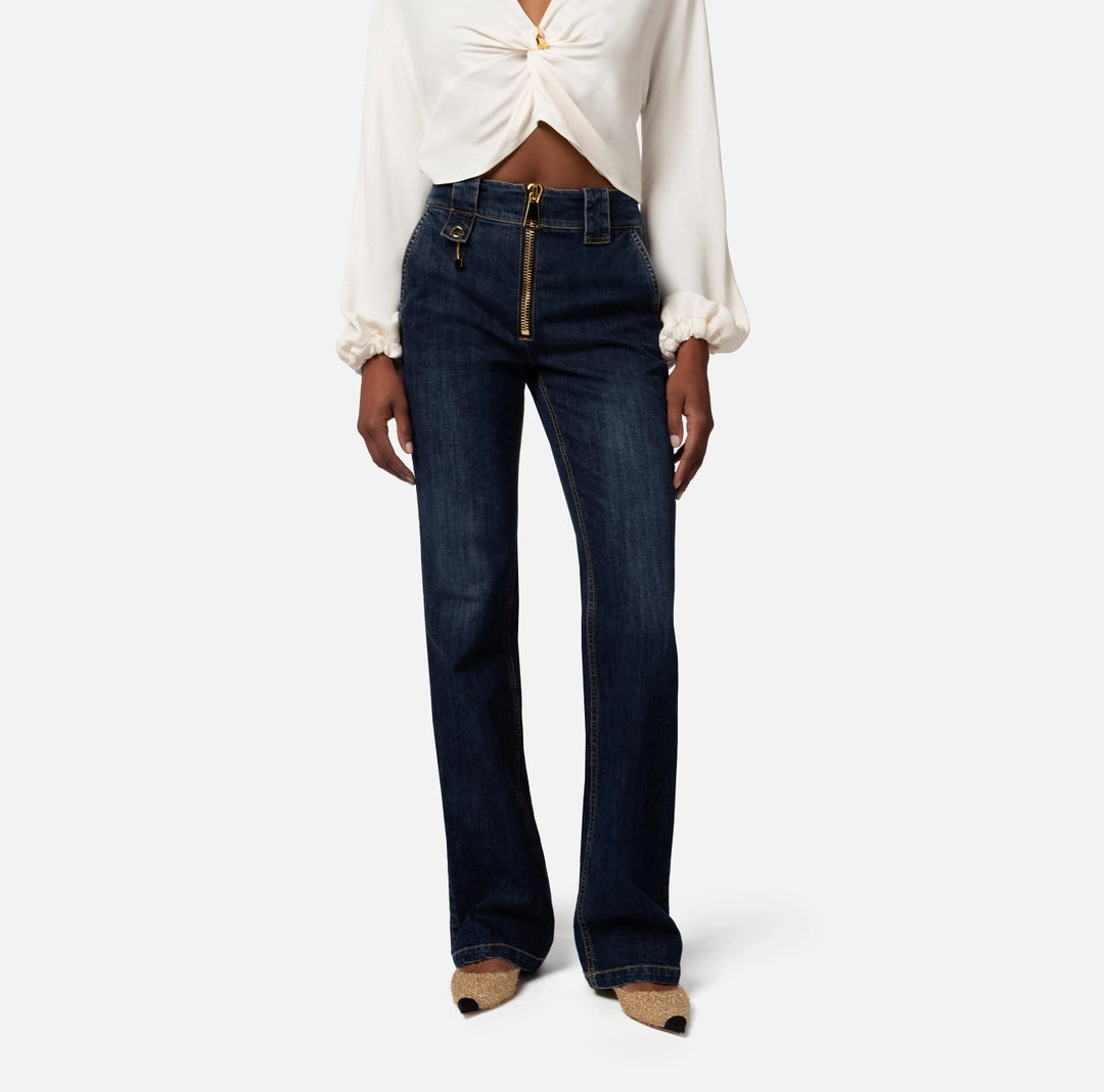 Jeans a zampetta con zip Elisabetta Franchi PJ49D41E2