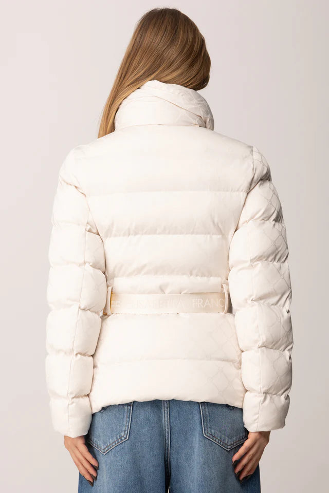 ELISABETTA FRANCHI PI83D56E2 Piumino in tessuto vela jacquard con cintura