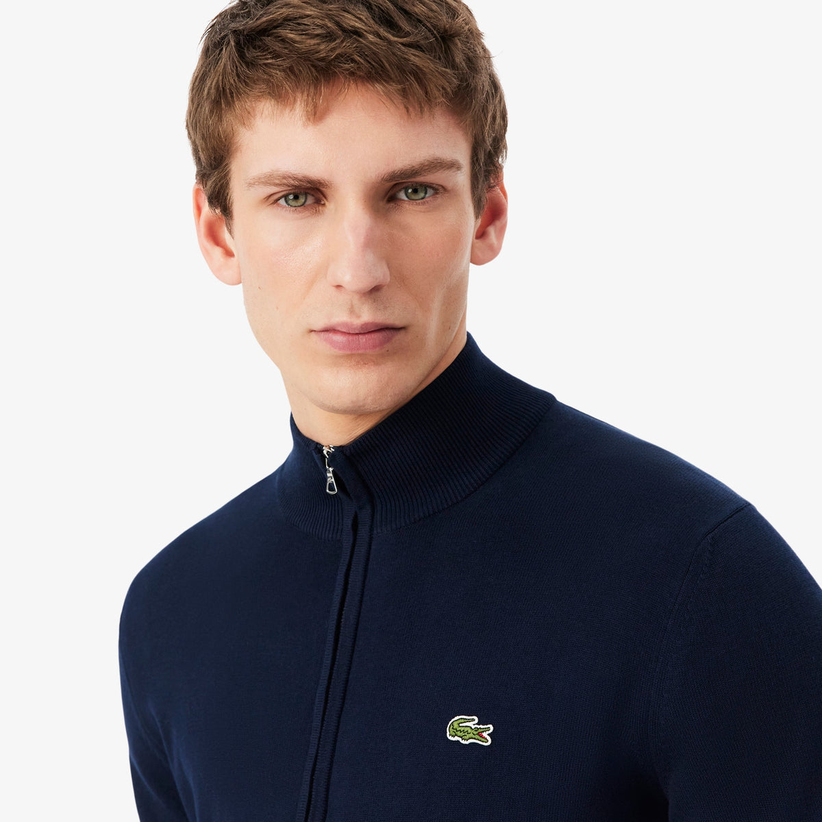 LACOSTE Pullover in cotone a collo alto con zip AH1957-00