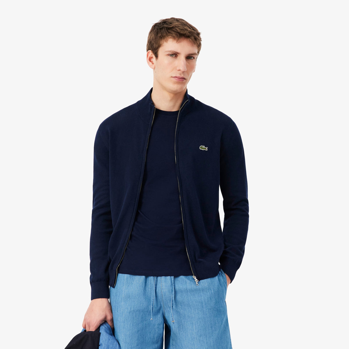 LACOSTE Pullover in cotone a collo alto con zip AH1957-00