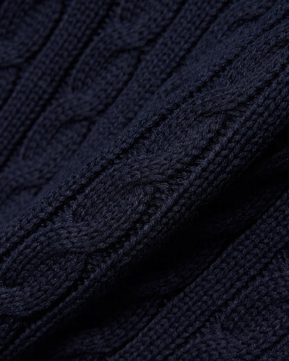 LACOSTE Pullover di cotone in maglia a treccia AH7627 colore navy