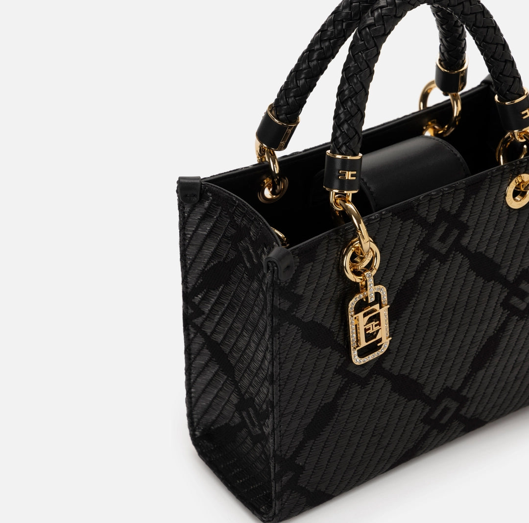 Tote piccola in jacquard con charms Elisabetta Franchi BS13A51E2