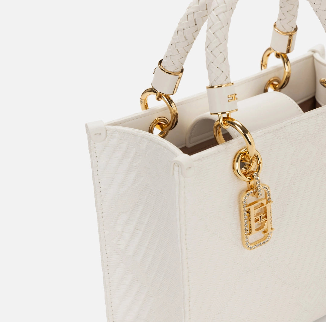 Tote piccola in jacquard con charms Elisabetta Franchi BS13A51E2