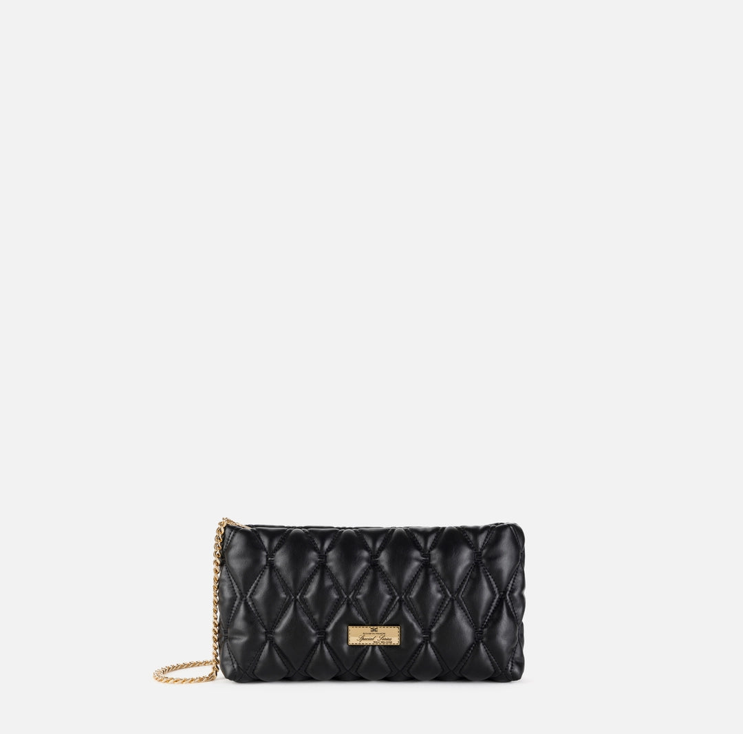 Pochette in tessuto embossed con tracolla in catena Elisabetta Franchi BS62A47E2