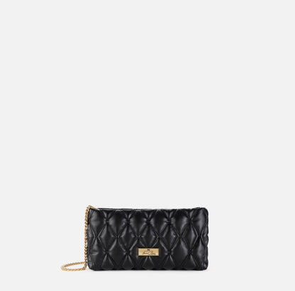 Pochette in tessuto embossed con tracolla in catena Elisabetta Franchi BS62A47E2
