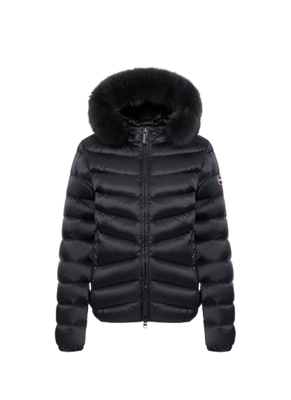Piumino COLMAR con cappuccio in pelliccia sintetica 22000019E 2YO COL 99 NERO