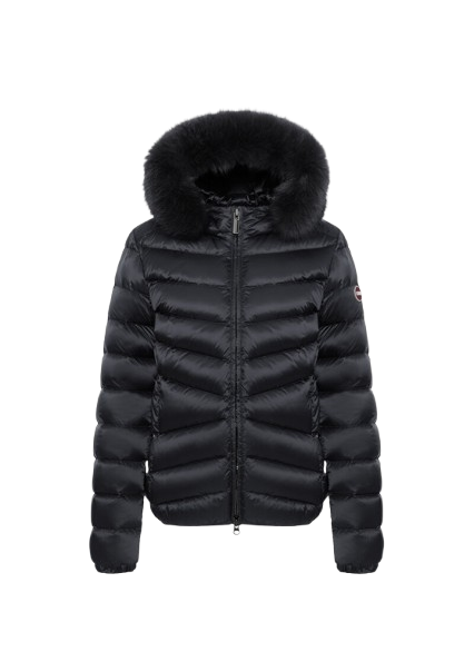 Piumino COLMAR con cappuccio in pelliccia sintetica 22000019E 2YO COL 99 NERO