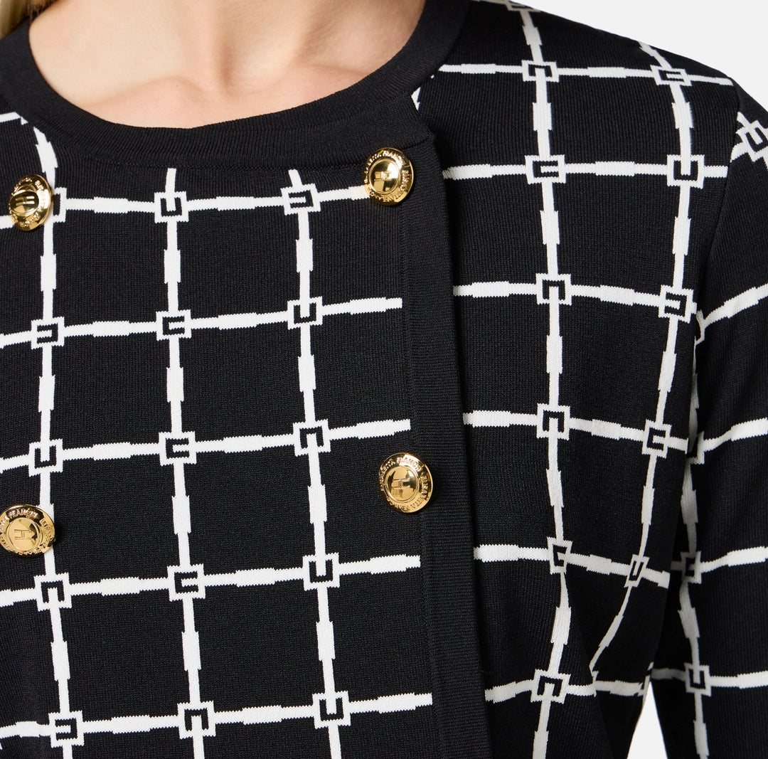 Cardigan in jacquard logo con bottoni dorati Elisabetta Franchi MK60B51E2