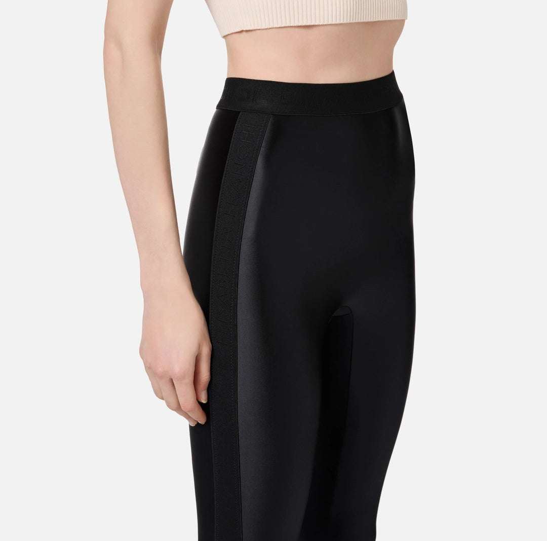 Leggings in lycra lucida con elastico logato Elisabetta Franchi PA04746E2