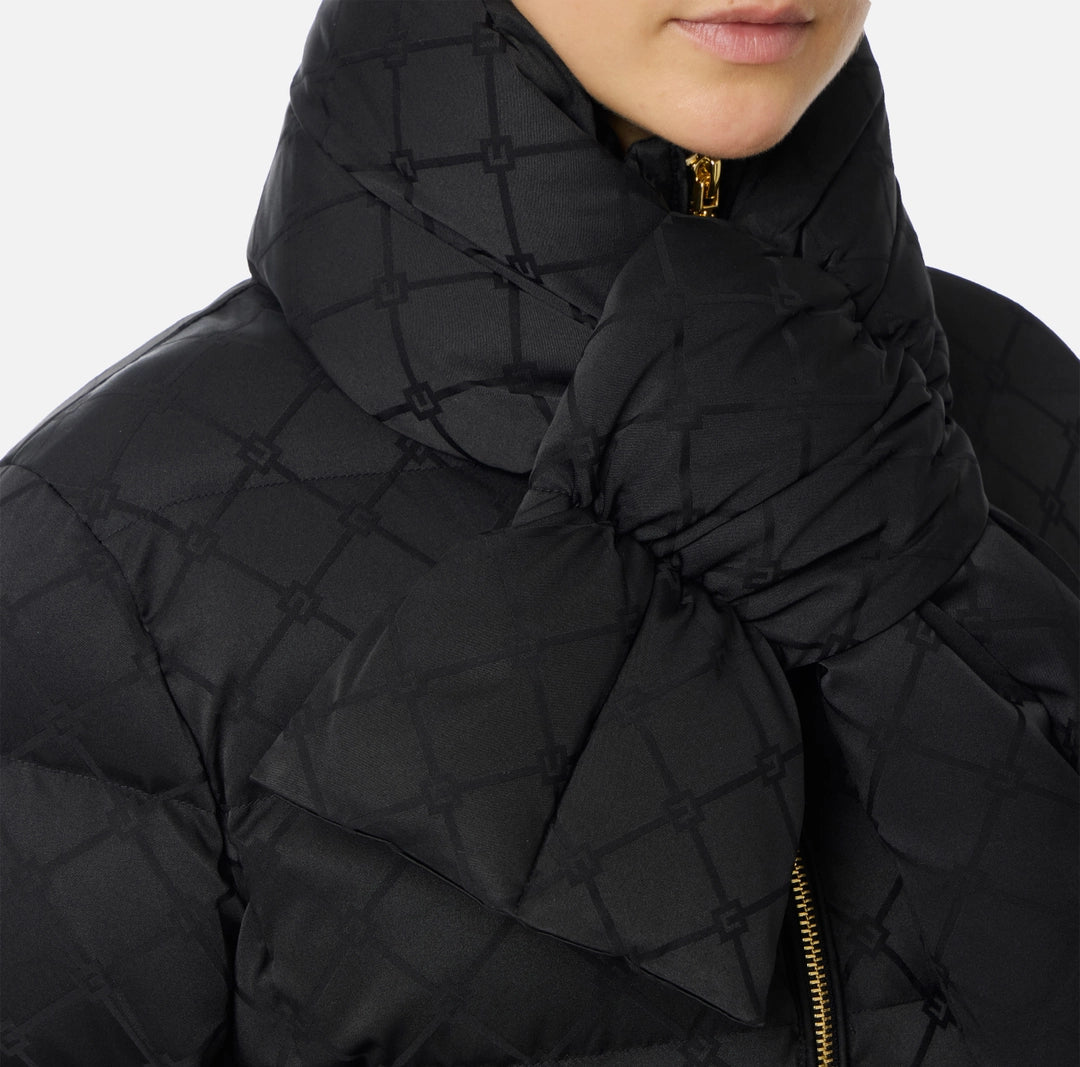 ELISABETTA FRANCHI  PI83D56E2 Piumino in tessuto vela jacquard con cintura