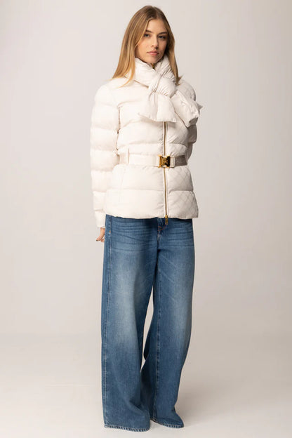 ELISABETTA FRANCHI  PI83D56E2 Piumino in tessuto vela jacquard con cintura