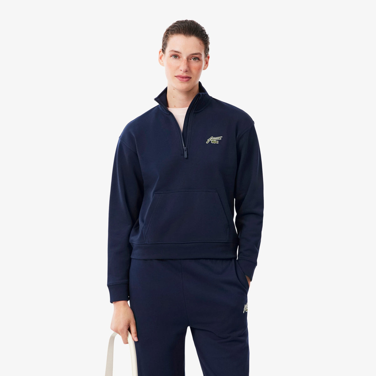 LACOSTE Felpa a collo alto con zip e stemma DONNA SF8504-00