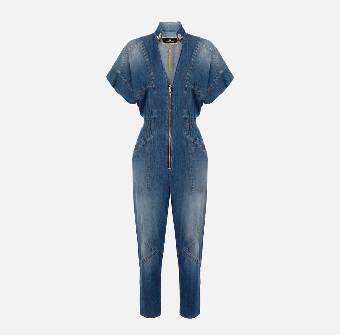 Tuta in denim con gemello nello scollo Elisabetta Franchi  TJ28I41E2