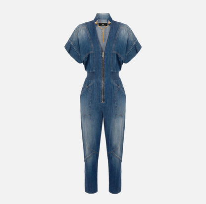 Tuta in denim con gemello nello scollo Elisabetta Franchi  TJ28I41E2