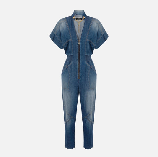 Tuta in denim con gemello nello scollo Elisabetta Franchi  TJ28I41E2