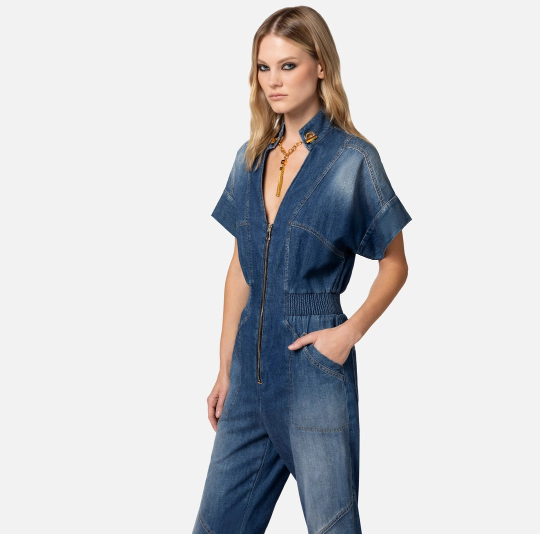 Tuta in denim con gemello nello scollo Elisabetta Franchi  TJ28I41E2
