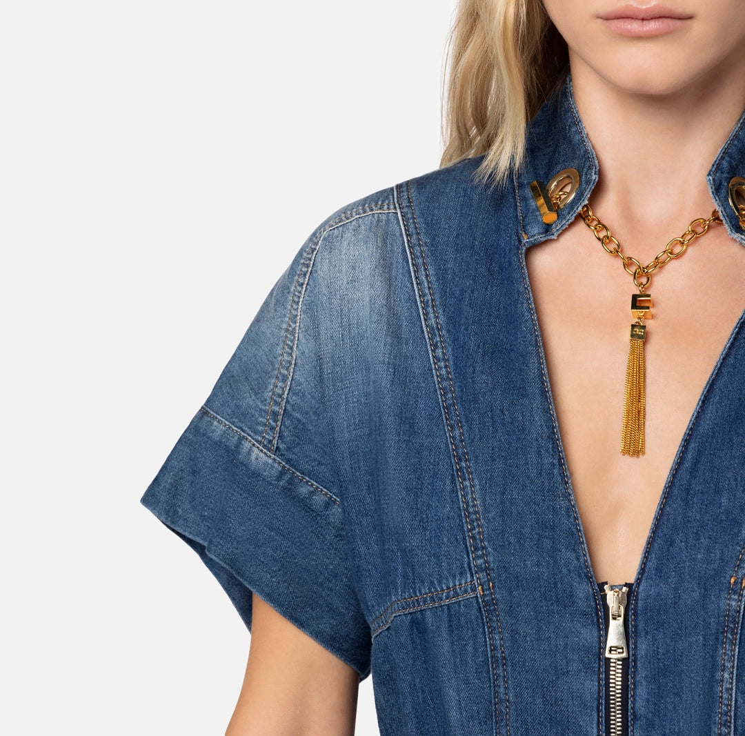 Tuta in denim con gemello nello scollo Elisabetta Franchi  TJ28I41E2