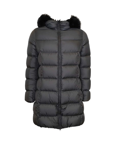 Piumino COLMAR opaco a trapezio con pelliccia 22000043E 2XX COL 99 NERO