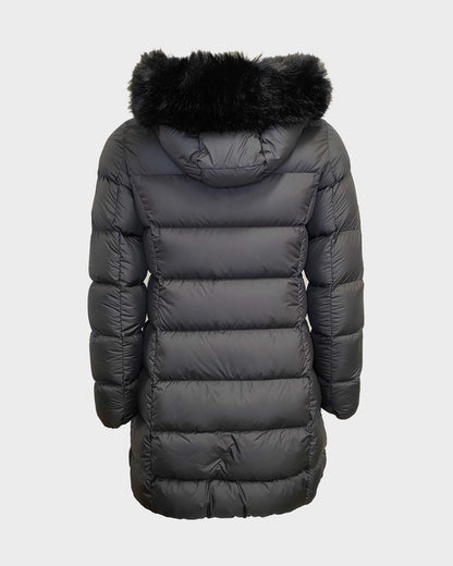 Piumino COLMAR opaco a trapezio con pelliccia 22000043E 2XX COL 99 NERO