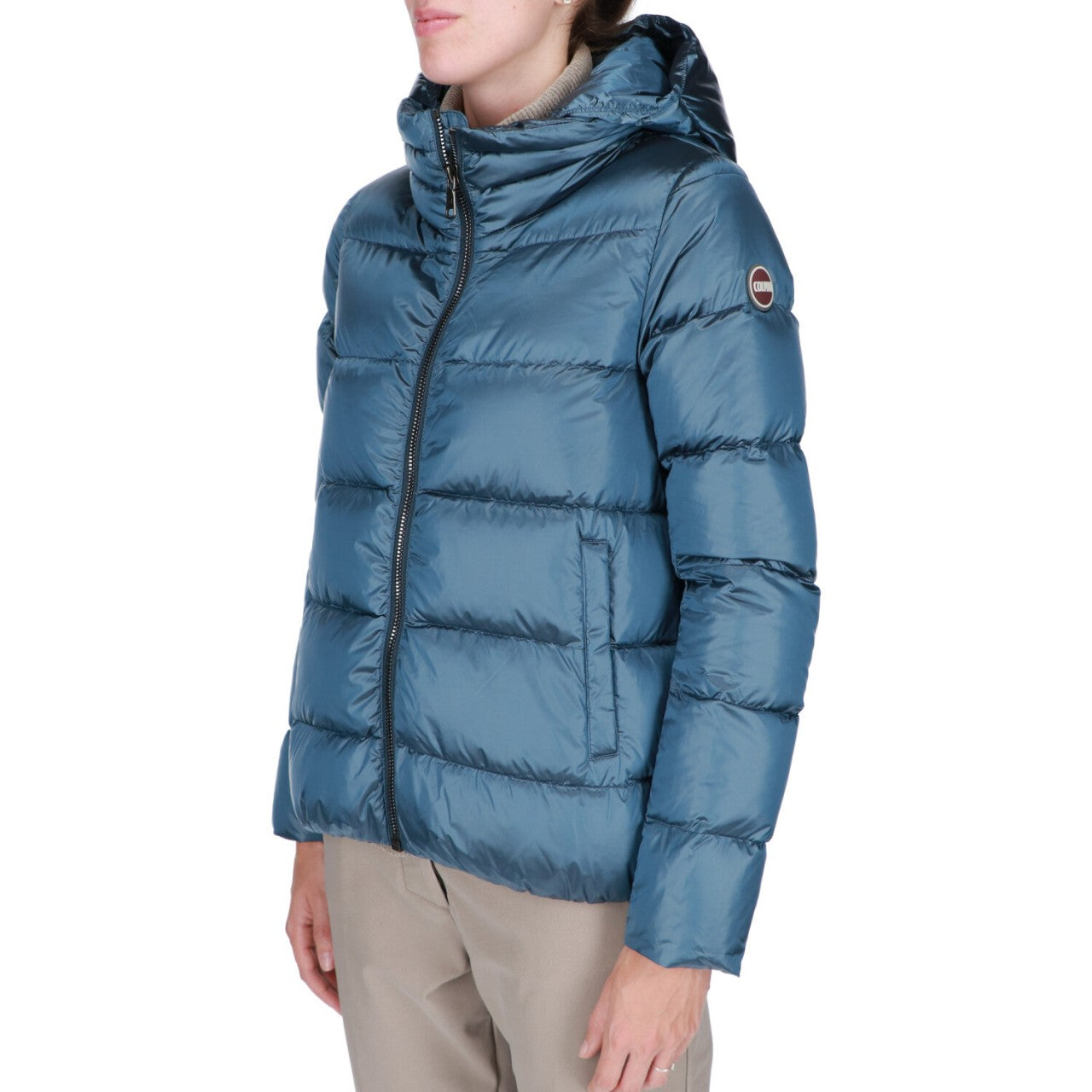 PIUMINO CANGIANTE CON CAPPUCCIO E MAXI COLLO DONNA COLMAR 2216 5WG IN23 610 NOCTURNE