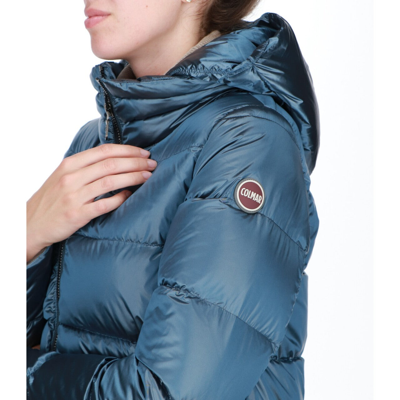 PIUMINO CANGIANTE CON CAPPUCCIO E MAXI COLLO DONNA COLMAR 2216 5WG IN23 610 NOCTURNE