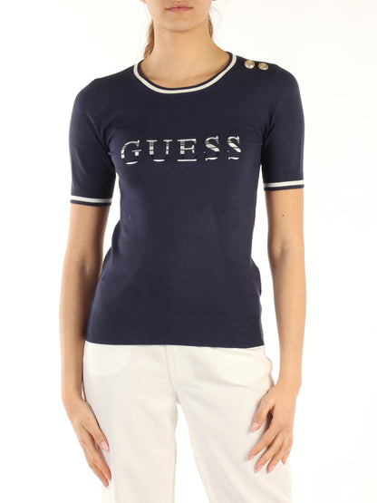 T-Shirt Ss Cate Rn Marine Logo Swtr Guess W3GR35 Z2NQ2 - Vella Group
